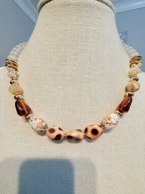 Vintage Mixed Glass & Acrylic Toggle Clasp Necklace 18”